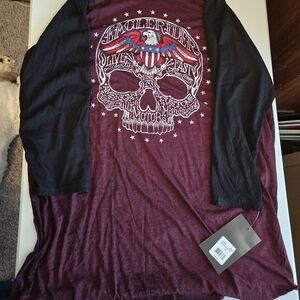 Eagle Rider Skull Graphic Long Sleeve Shirt